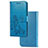 Coque Portefeuille Fleurs Livre Cuir Etui Clapet pour Samsung Galaxy A20 SC-02M SCV46 Bleu