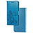 Coque Portefeuille Fleurs Livre Cuir Etui Clapet pour Samsung Galaxy A21 Bleu