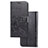 Coque Portefeuille Fleurs Livre Cuir Etui Clapet pour Samsung Galaxy A71 4G A715 Noir