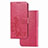 Coque Portefeuille Fleurs Livre Cuir Etui Clapet pour Samsung Galaxy M51 Rouge