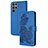 Coque Portefeuille Fleurs Livre Cuir Etui Clapet Y01X pour Samsung Galaxy S22 Ultra 5G Bleu