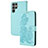 Coque Portefeuille Fleurs Livre Cuir Etui Clapet Y01X pour Samsung Galaxy S22 Ultra 5G Bleu Clair