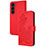 Coque Portefeuille Fleurs Livre Cuir Etui Clapet Y01X pour Samsung Galaxy S23 Plus 5G Rouge