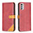 Coque Portefeuille Livre Cuir Etui Clapet B02F pour Motorola Moto E32 Rouge Petit