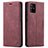 Coque Portefeuille Livre Cuir Etui Clapet C01S pour Samsung Galaxy A51 4G Vin Rouge Petit