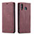 Coque Portefeuille Livre Cuir Etui Clapet C01S pour Samsung Galaxy M30 Vin Rouge
