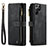 Coque Portefeuille Livre Cuir Etui Clapet C01S pour Samsung Galaxy S21 Ultra 5G Noir