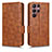 Coque Portefeuille Livre Cuir Etui Clapet C02X pour Samsung Galaxy S23 Ultra 5G Marron