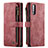 Coque Portefeuille Livre Cuir Etui Clapet C03S pour Samsung Galaxy A50 Rouge Petit