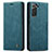 Coque Portefeuille Livre Cuir Etui Clapet C03S pour Samsung Galaxy S21 FE 5G Bleu Petit