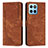 Coque Portefeuille Livre Cuir Etui Clapet H01X pour Huawei Honor X6 Marron Petit