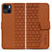 Coque Portefeuille Livre Cuir Etui Clapet HF1 pour Apple iPhone 14 Marron