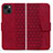 Coque Portefeuille Livre Cuir Etui Clapet HF1 pour Apple iPhone 14 Rouge