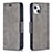 Coque Portefeuille Livre Cuir Etui Clapet L01 pour Apple iPhone 14 Gris