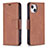 Coque Portefeuille Livre Cuir Etui Clapet L01 pour Apple iPhone 14 Marron