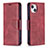 Coque Portefeuille Livre Cuir Etui Clapet L01 pour Apple iPhone 14 Rouge