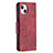 Coque Portefeuille Livre Cuir Etui Clapet L01 pour Apple iPhone 14 Rouge Petit