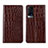 Coque Portefeuille Livre Cuir Etui Clapet L01 pour Vivo X60T 5G Marron Petit