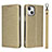 Coque Portefeuille Livre Cuir Etui Clapet L08 pour Apple iPhone 13 Mini Or