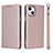 Coque Portefeuille Livre Cuir Etui Clapet L08 pour Apple iPhone 13 Mini Or Rose