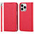Coque Portefeuille Livre Cuir Etui Clapet L08 pour Apple iPhone 13 Pro Rouge
