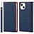 Coque Portefeuille Livre Cuir Etui Clapet L09 pour Apple iPhone 15 Plus Bleu