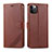 Coque Portefeuille Livre Cuir Etui Clapet L11 pour Apple iPhone 12 Pro Max Marron