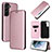 Coque Portefeuille Livre Cuir Etui Clapet L11Z pour Samsung Galaxy S23 5G Or Rose