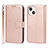 Coque Portefeuille Livre Cuir Etui Clapet L19 pour Apple iPhone 13 Mini Or Rose