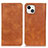 Coque Portefeuille Livre Cuir Etui Clapet L26 pour Apple iPhone 14 Marron