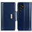Coque Portefeuille Livre Cuir Etui Clapet M14L pour Samsung Galaxy S22 Ultra 5G Bleu Petit