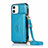 Coque Portefeuille Livre Cuir Etui Clapet N03 pour Apple iPhone 12 Mini Bleu Ciel