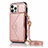 Coque Portefeuille Livre Cuir Etui Clapet N03 pour Apple iPhone 12 Pro Max Or Rose