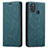 Coque Portefeuille Livre Cuir Etui Clapet pour Samsung Galaxy M21 Bleu
