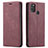 Coque Portefeuille Livre Cuir Etui Clapet pour Samsung Galaxy M21 Vin Rouge