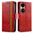 Coque Portefeuille Livre Cuir Etui Clapet S02D pour Huawei P50 Pro Rouge