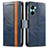 Coque Portefeuille Livre Cuir Etui Clapet S02D pour Realme C33 (2023) Bleu Petit