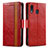 Coque Portefeuille Livre Cuir Etui Clapet S02D pour Samsung Galaxy A30 Rouge