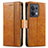 Coque Portefeuille Livre Cuir Etui Clapet S02D pour Xiaomi Redmi Note 13 5G Brun Clair Petit