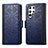 Coque Portefeuille Livre Cuir Etui Clapet S03D pour Samsung Galaxy S22 Ultra 5G Bleu