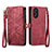 Coque Portefeuille Livre Cuir Etui Clapet S17D pour Oppo A38 Rouge Petit