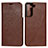 Coque Portefeuille Livre Cuir Etui Clapet T01D pour Samsung Galaxy S23 5G Brun Clair
