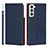Coque Portefeuille Livre Cuir Etui Clapet T02D pour Samsung Galaxy S21 5G Bleu