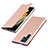 Coque Portefeuille Livre Cuir Etui Clapet T03D pour Samsung Galaxy S21 Ultra 5G Or Rose