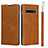 Coque Portefeuille Livre Cuir Etui Clapet T05 pour Samsung Galaxy S10 Orange