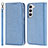 Coque Portefeuille Livre Cuir Etui Clapet T08D pour Samsung Galaxy S21 FE 5G Bleu