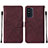 Coque Portefeuille Livre Cuir Etui Clapet Y01B pour Samsung Galaxy F52 5G Vin Rouge