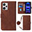 Coque Portefeuille Livre Cuir Etui Clapet YB1 pour Xiaomi Redmi Note 12 Explorer Marron