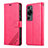 Coque Portefeuille Livre Cuir Etui Clapet YZ3 pour Huawei P60 Rose Rouge