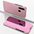 Coque Portefeuille Livre Cuir Miroir Housse Etui Clapet pour Huawei P30 Lite Or Rose